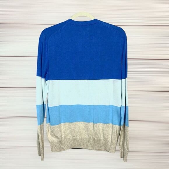 NWT Brooks Brothers Blue Sweater Supima Cotton Summer Palm Design size S New - Picture 6 of 10